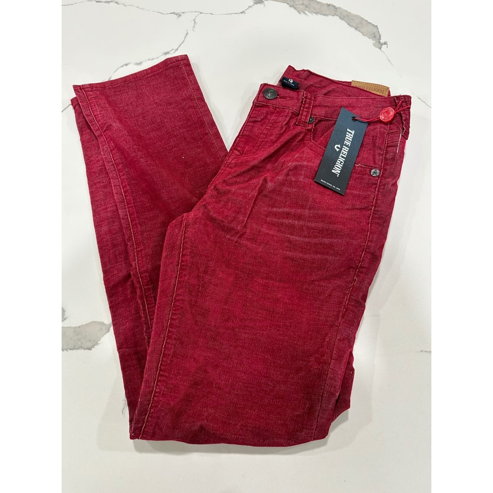 True Religion Boys Corduroy Pants Matte Red TR935WB13 Size 18 NWT